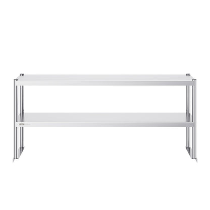 Double stainless steel overhead shelf 2-tier 12"x60" for prep table
