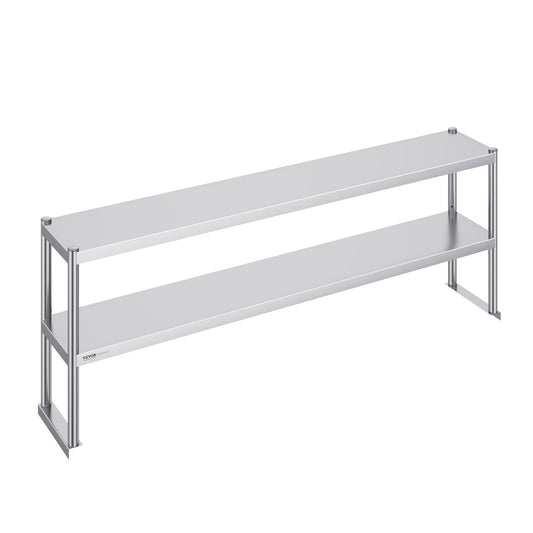 Dubbel överhylla i rostfritt stål 2-vånings 12"x72" för förberedande bord