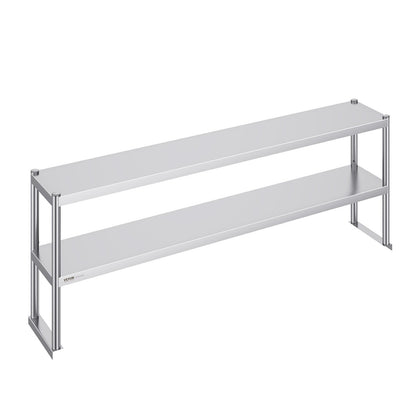 Dubbel överhylla i rostfritt stål 2-vånings 12"x72" för förberedande bord