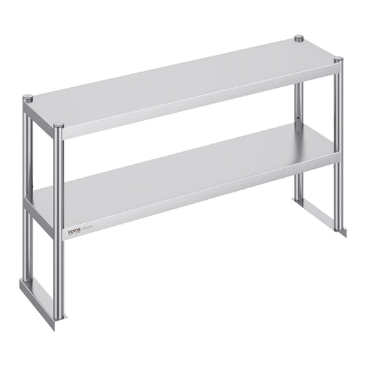 Dubbel överhylla i rostfritt stål 2-vånings 12"x48" för förberedande bord