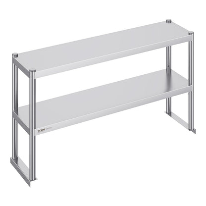 Dubbel överhylla i rostfritt stål 2-vånings 12"x48" för förberedande bord