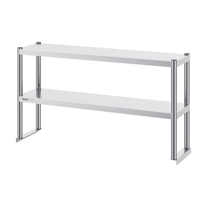Dubbel överhylla i rostfritt stål 2-vånings 12"x48" för förberedande bord