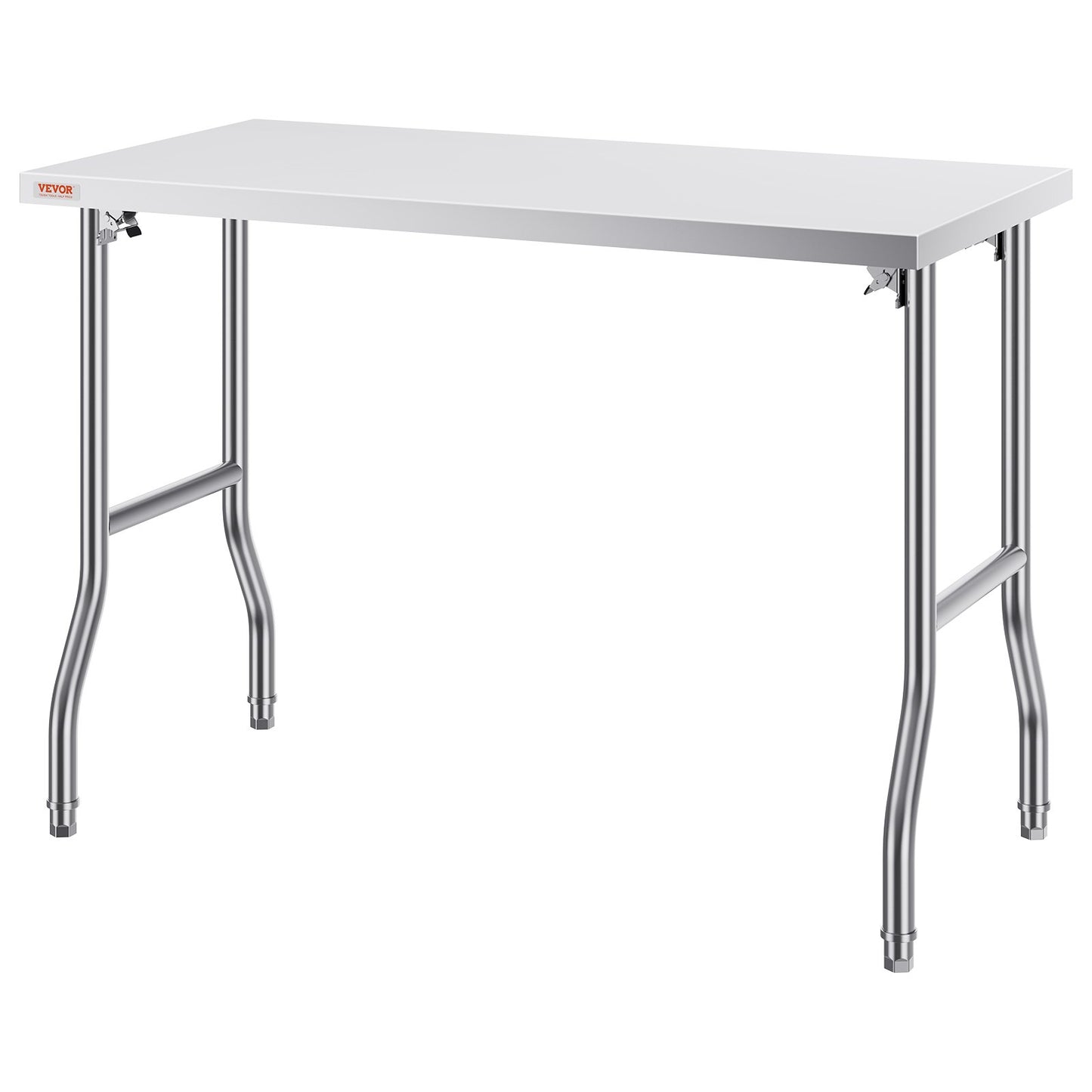 Kommerzieller Arbeitstisch, Arbeitsstation, 48 x 24 Zoll, klappbarer kommerzieller Vorbereitungstisch, robuster, klappbarer Edelstahl mit 300 kg Tragkraft, Küchenarbeitstisch, silberne Kücheninsel aus Edelstahl