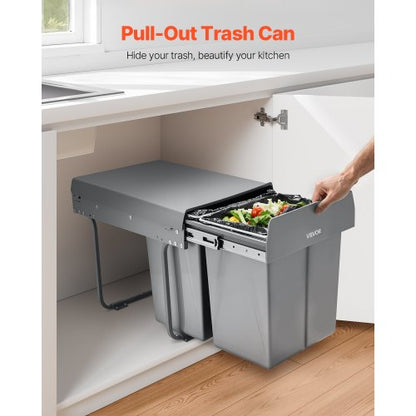 Double 20Lx2 Pull Out Waste Bin Under Cabinet Kitchen Waste Bin | EU