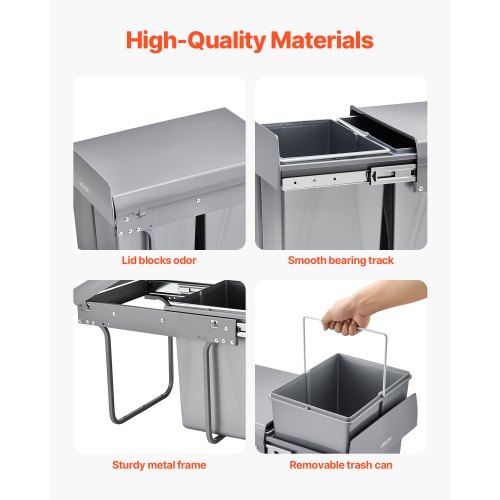 Double 20Lx2 Pull Out Waste Bin Under Cabinet Kitchen Waste Bin | EU