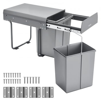 Double 20Lx2 Pull Out Waste Bin Under Cabinet Kitchen Waste Bin | EU
