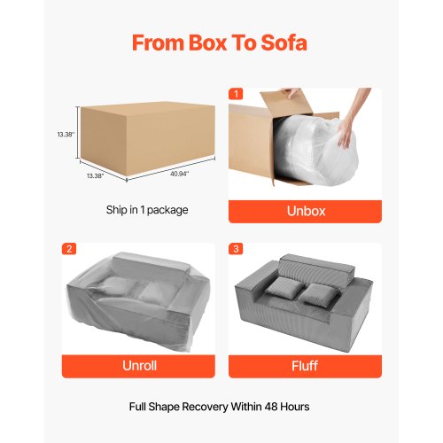 Loveseat Sofa 63 cm 2-Sitzer kleines Manchester Sofa kein Aufbau nötig grau