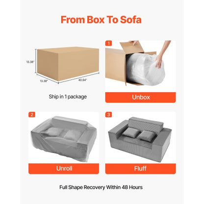 Loveseat Sofa 63 cm 2-Sitzer kleines Manchester Sofa kein Aufbau nötig grau