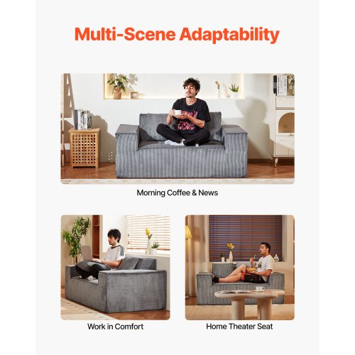 Loveseat Sofa 63 cm 2-Sitzer kleines Manchester Sofa kein Aufbau nötig grau