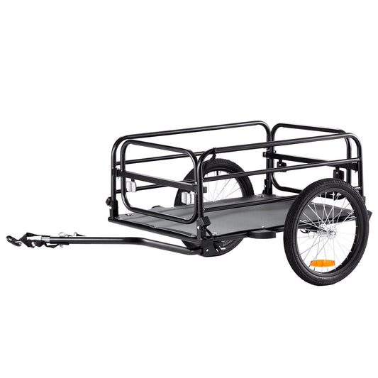 Bike Cargo Trailer, 72,5 kg lastkapacitet, tung cykelvagn, hopfällbar kompakt förvaring och snabbkoppling med universalkoppling, 40,6 cm hjul, säkra reflexer, passar 558,8-711,2 mm cykelhjul