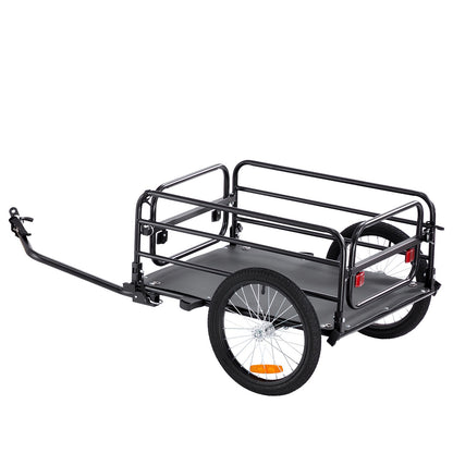 Fahrrad-Lastenanhänger, 72,5 kg Tragkraft, Schwerlast-Fahrradanhänger, faltbar, kompakte Aufbewahrung und Schnellverschluss mit Universalkupplung, 40,6 cm Räder, sichere Reflektoren, passend für 558,8–711,2 mm Fahrradräder
