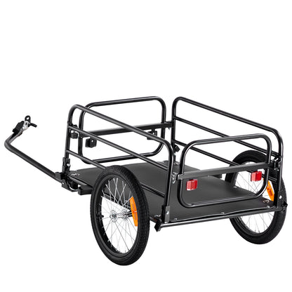 Fahrrad-Lastenanhänger, 72,5 kg Tragkraft, Schwerlast-Fahrradanhänger, faltbar, kompakte Aufbewahrung und Schnellverschluss mit Universalkupplung, 40,6 cm Räder, sichere Reflektoren, passend für 558,8–711,2 mm Fahrradräder