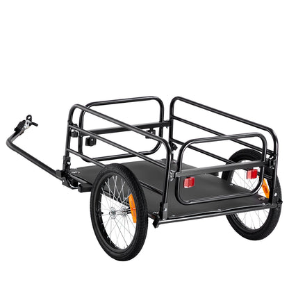 Fahrrad-Lastenanhänger, 72,5 kg Tragkraft, Schwerlast-Fahrradanhänger, faltbar, kompakte Aufbewahrung und Schnellverschluss mit Universalkupplung, 40,6 cm Räder, sichere Reflektoren, passend für 558,8–711,2 mm Fahrradräder