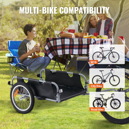 Bike Cargo Trailer, 100 lbs load capacity, heavy duty bike trailer, foldable compact storage and quick release with universal coupling, 16" wheels, safe reflectors, fits 22"-28" bike wheels