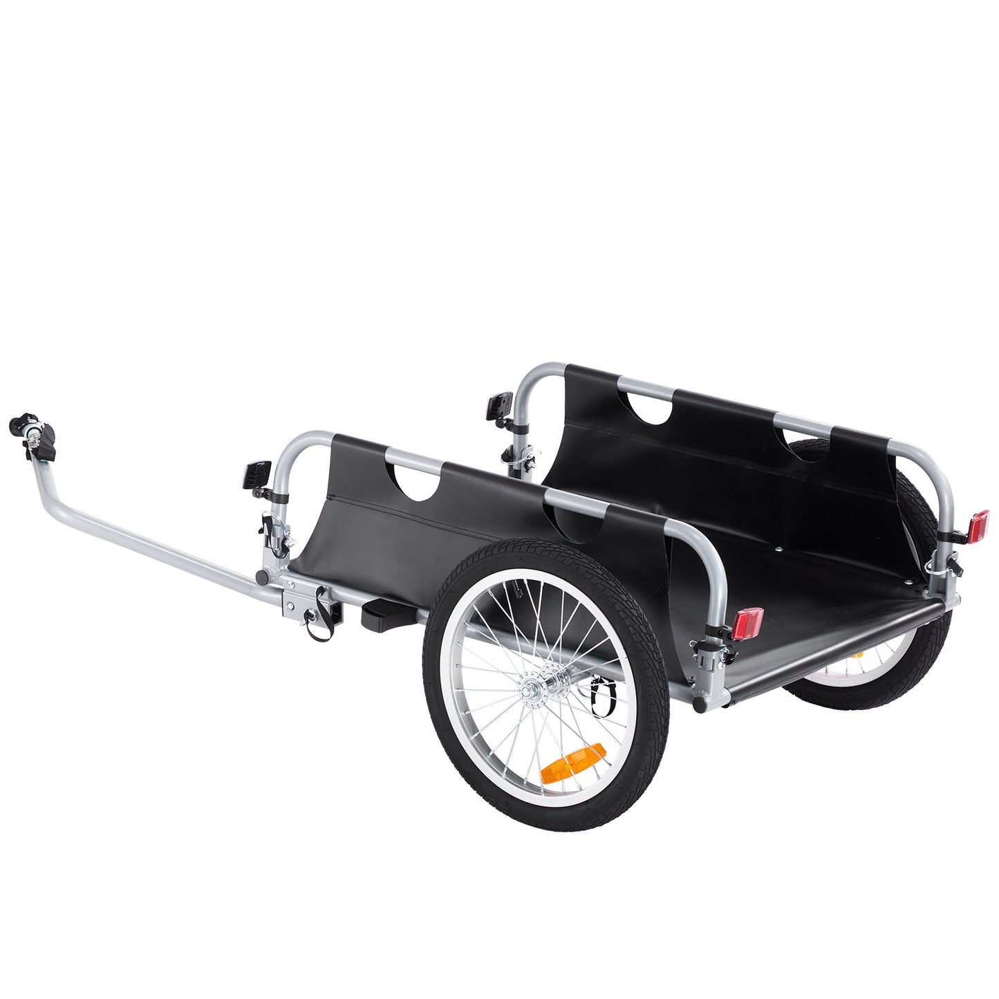 Bike Cargo Trailer, 100 lbs load capacity, heavy duty bike trailer, foldable compact storage and quick release with universal coupling, 16" wheels, safe reflectors, fits 22"-28" bike wheels