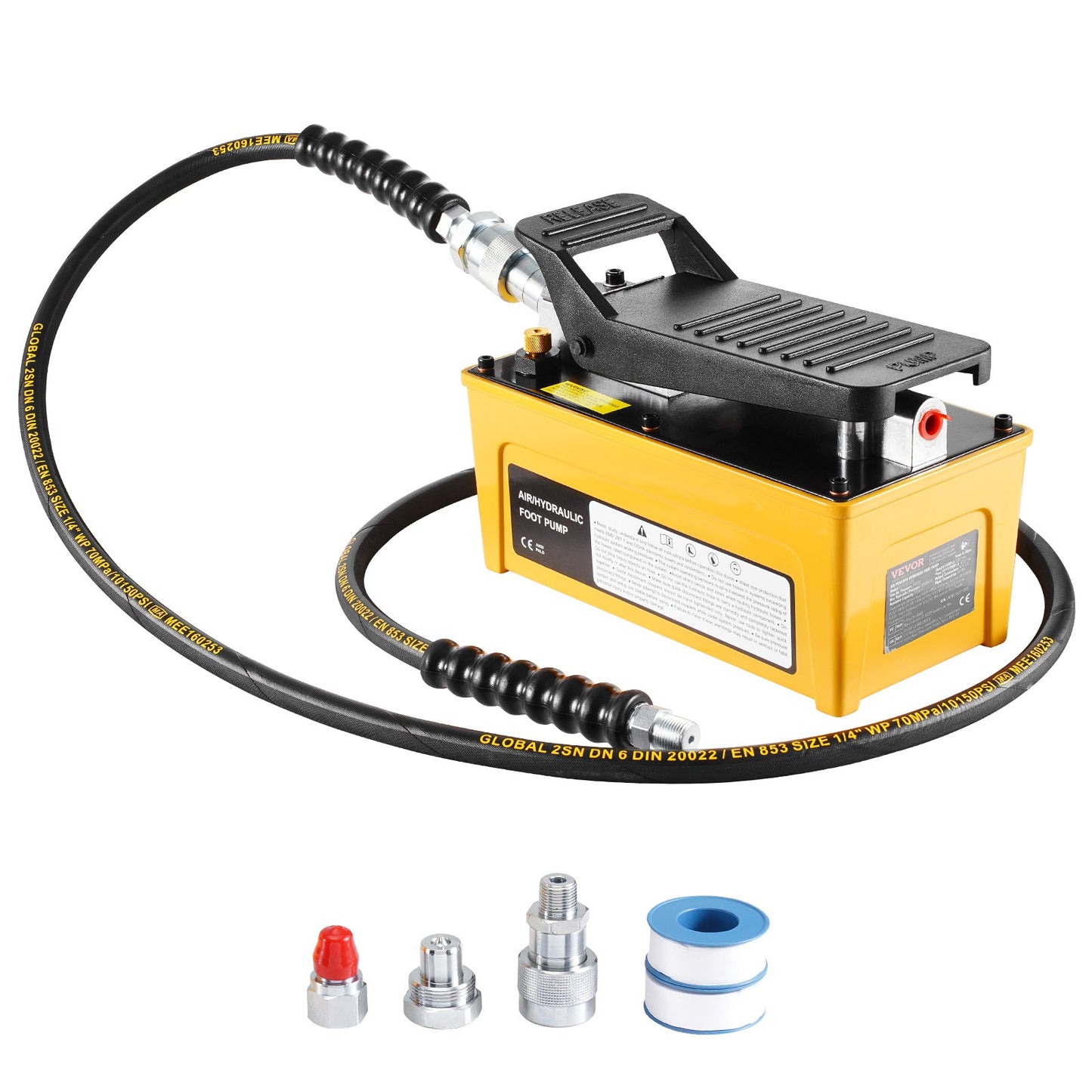 Air Hydraulic Pump 10000 PSI, 1.6L Oil Tank, 340L/min Air Flow, Npt 3/8" Oil Outlet, Npt 1/4" Inlet, Air Powered Foot Pump with 6.56ft / 2m Oil Hose for Auto Repair Frame Machine and Hydraulic Press