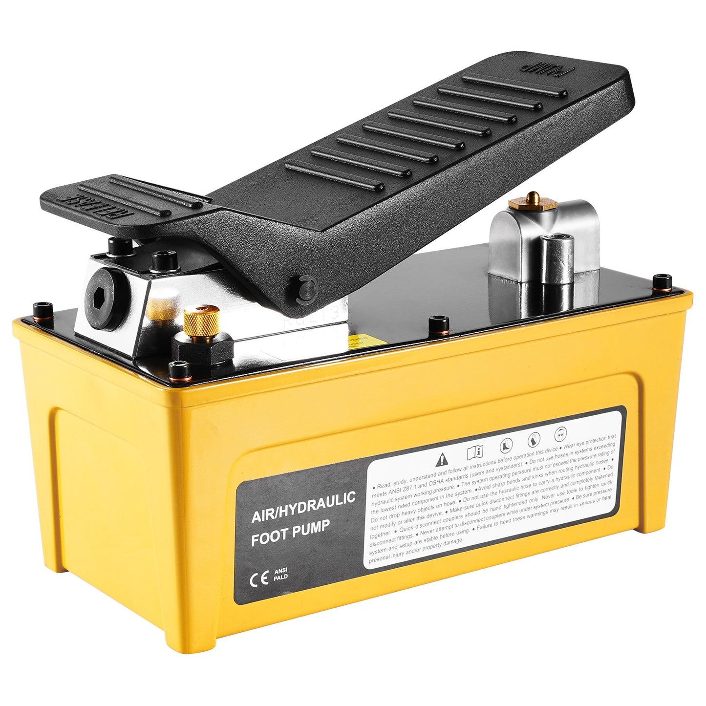 Air Hydraulic Pump 10000 PSI, 1.6L Oil Tank, 340L/min Air Flow, Npt 3/8" Oil Outlet, Npt 1/4" Inlet, Air Powered Foot Pump with 6.56ft / 2m Oil Hose for Auto Repair Frame Machine and Hydraulic Press