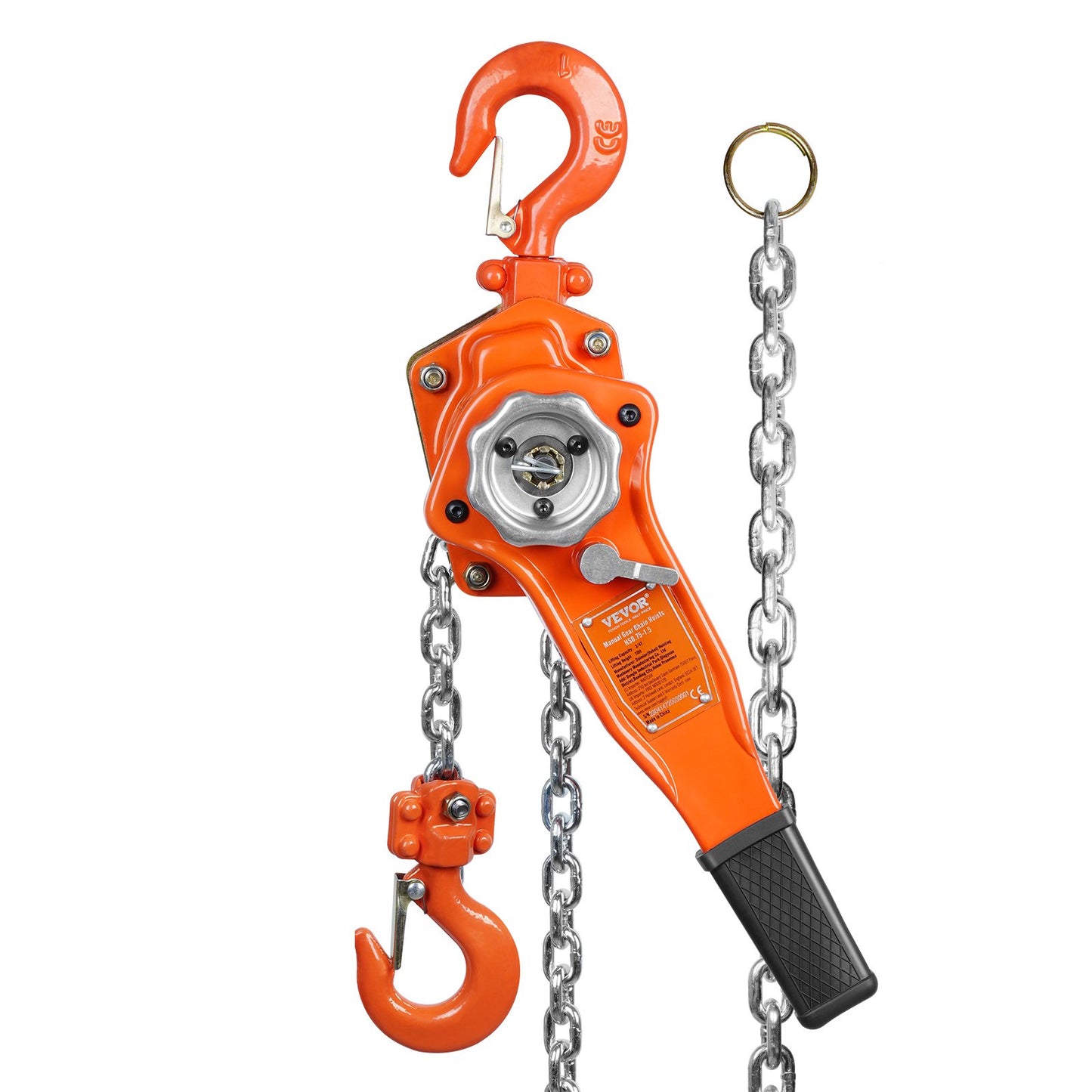 Manueller Kettenzug, 3/4 Tonne, 1650 lbs Kapazität, 10 Fuß Come Along, G80 verzinkter Kohlenstoffstahl mit Weston-Doppelverriegelungsbremse, automatischer Kettenführung und 360° drehbarem Haken, für Garagen-Fabrik-Dock