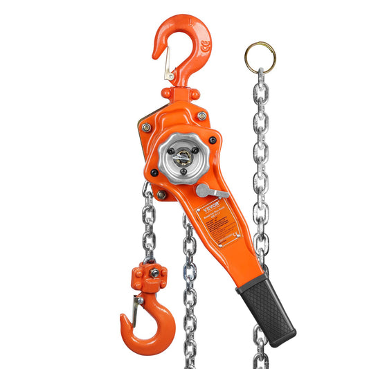 Manueller Kettenzug, 3/4 Tonne, 1650 lbs Kapazität, 10 Fuß Come Along, G80 verzinkter Kohlenstoffstahl mit Weston-Doppelverriegelungsbremse, automatischer Kettenführung und 360° drehbarem Haken, für Garagen-Fabrik-Dock
