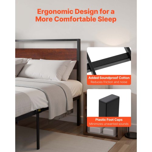 sängram i metall med queen size-säng, huvudgavel och fotgavel, 35 cm |  EU