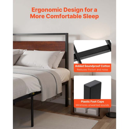 sängram i metall med queen size-säng, huvudgavel och fotgavel, 35 cm |  EU