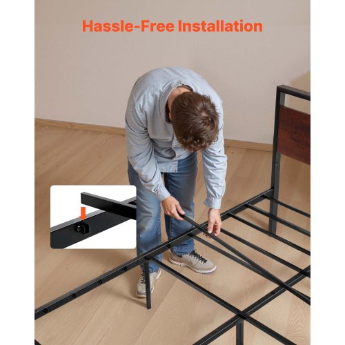 sängram i metall med queen size-säng, huvudgavel och fotgavel, 35 cm |  EU