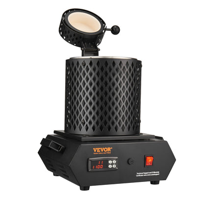 Guldsmältugn, 1350W elektrisk digital smältugn, 2102℉/1150℃ elektrisk smältugn med 1 kg och 3 kg grafitdeglar för smältning av guld, silver, koppar, aluminium