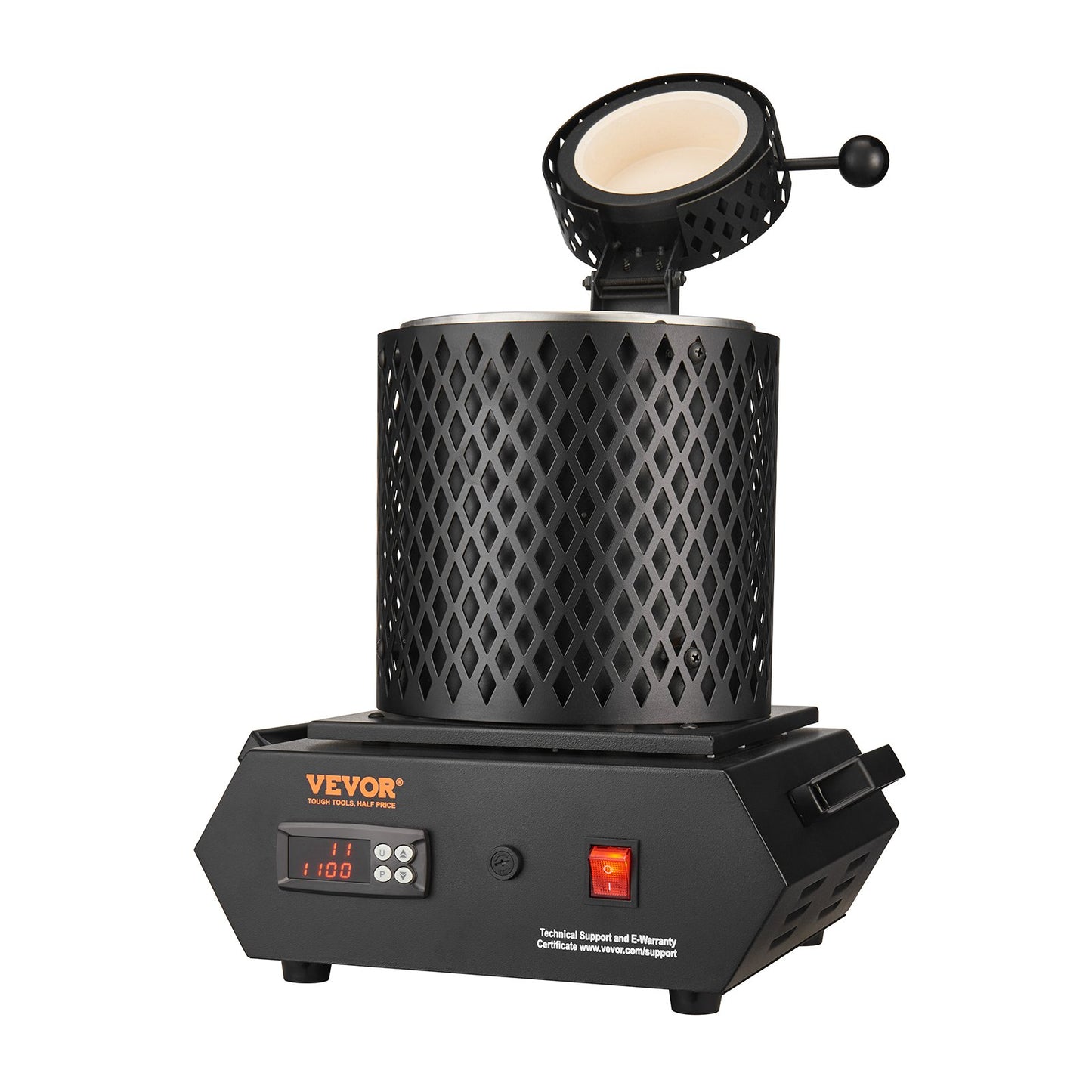Guldsmältugn, 1350W elektrisk digital smältugn, 2102℉/1150℃ elektrisk smältugn med 1 kg och 3 kg grafitdeglar för smältning av guld, silver, koppar, aluminium