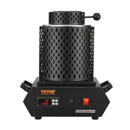 Guldsmältugn, 1350W elektrisk digital smältugn, 2102℉/1150℃ elektrisk smältugn med 1 kg och 3 kg grafitdeglar för smältning av guld, silver, koppar, aluminium