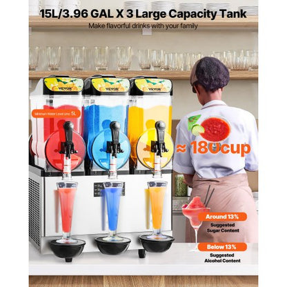 Kommersiell Slushmaskin 15Lx3 Tank Margarita Smoothie Frysdryckesmaskin |  EU