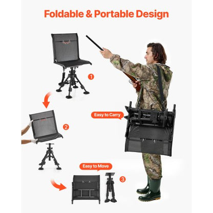 Hunting Chair 360° Swivel Silent Folding Blind Chair with Adjustable Legs | EU