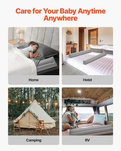 Toddler Bed Bumper 47.4-inch Inflatable Bed Guard Rail with Hand Pump