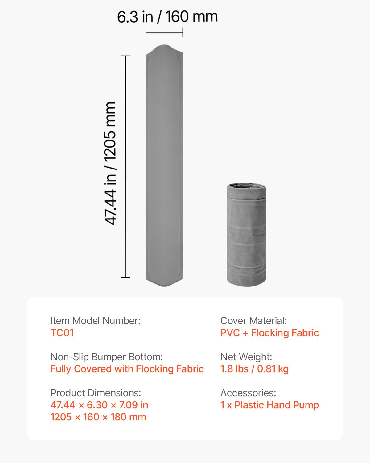 Toddler Bed Bumper 47.4-inch Inflatable Bed Guard Rail with Hand Pump