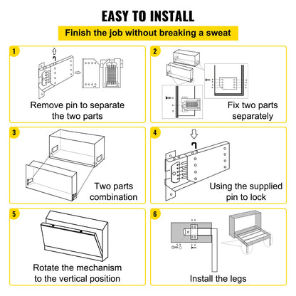 Murphy Assembly Wall Springs Mechanism Heavy Duty Support Hardware DIY Kit for Queen Twin Size Bed (Horizontal), White