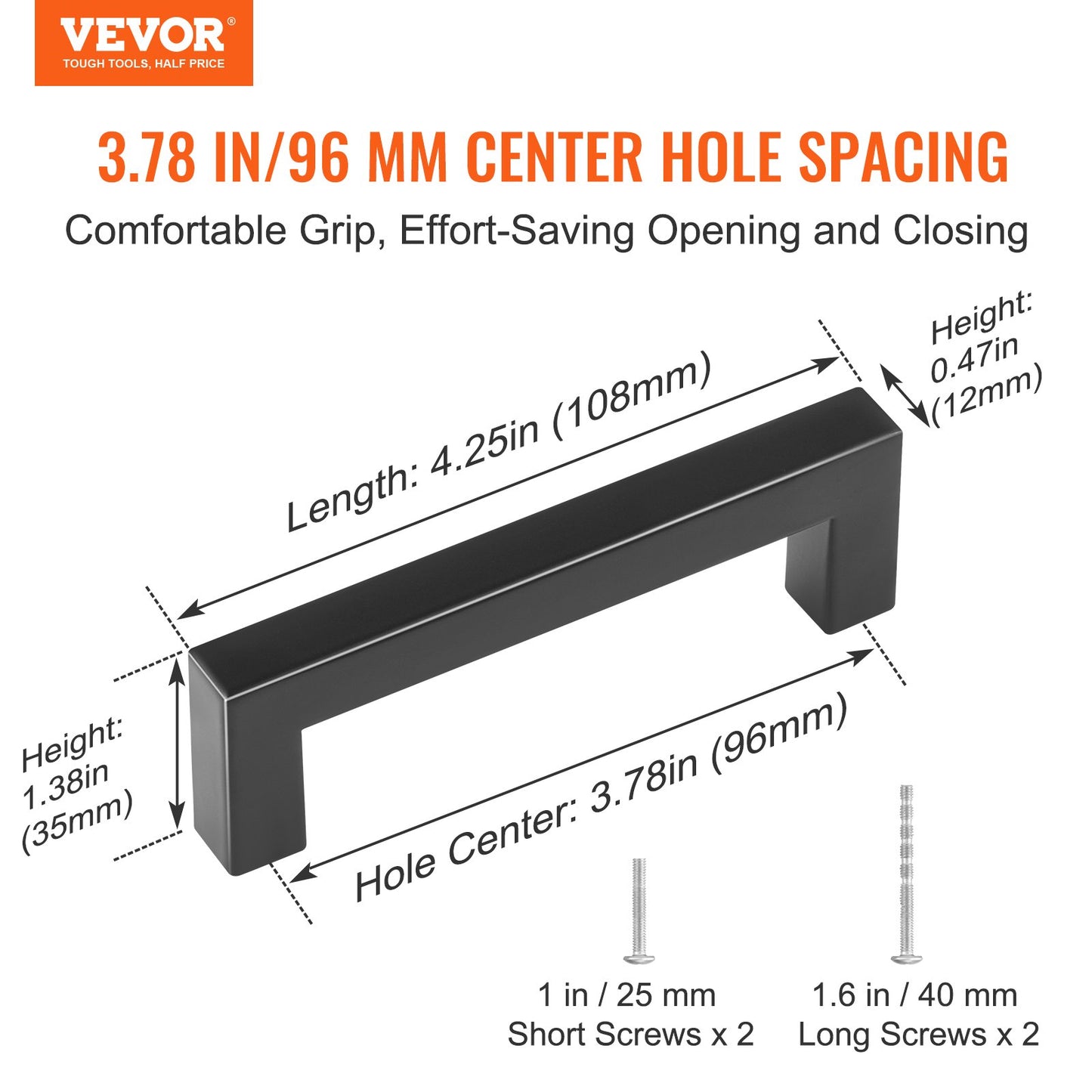 30er-Pack Schrankgriffe, 96 mm Mittenabstand, schmale quadratische Schubladengriffe für Küchenschränke, moderne Türgriffe aus Edelstahl für Küchen, Badezimmer, Bar, Hardware, Mattschwarz