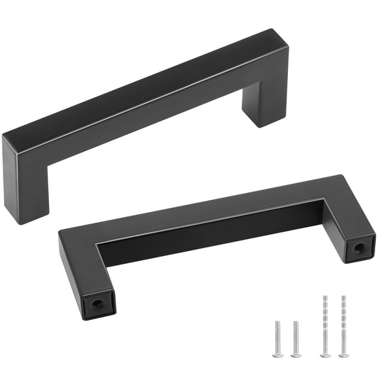 30-pack skåpdrag, 3,86 tum / 96 mm Center till Center Slim Square Köksskåp Låda, rostfritt stål Moderna köksskåp Dörrhandtag för kök Badrum Bar hårdvara mattsvart