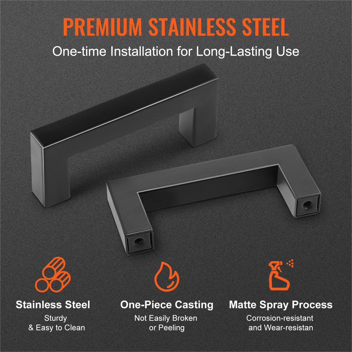 30er-Pack Schrankgriffe, 76 mm Mittenabstand, schmaler quadratischer Schubladengriff für Küchenschränke, Edelstahl, moderne Türgriffe für Küchenschränke, Badezimmer, Bar, Hardware, Mattschwarz