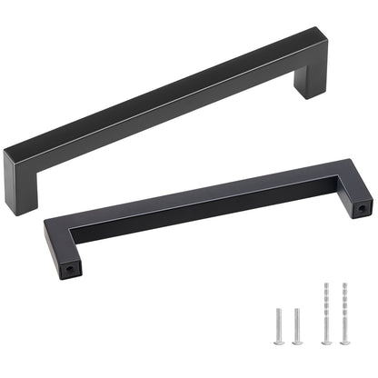30-pack skåpdrag, 6,3 tum/160 mm Center till Center Slim Square Köksskåp Låda, rostfritt stål Modernt köksskåp Dörrhandtag för kök Badrum Bar hårdvara Mattsvart