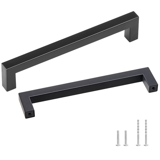 30-pack skåpdrag, 6,3 tum/160 mm Center till Center Slim Square Köksskåp Låda, rostfritt stål Modernt köksskåp Dörrhandtag för kök Badrum Bar hårdvara Mattsvart