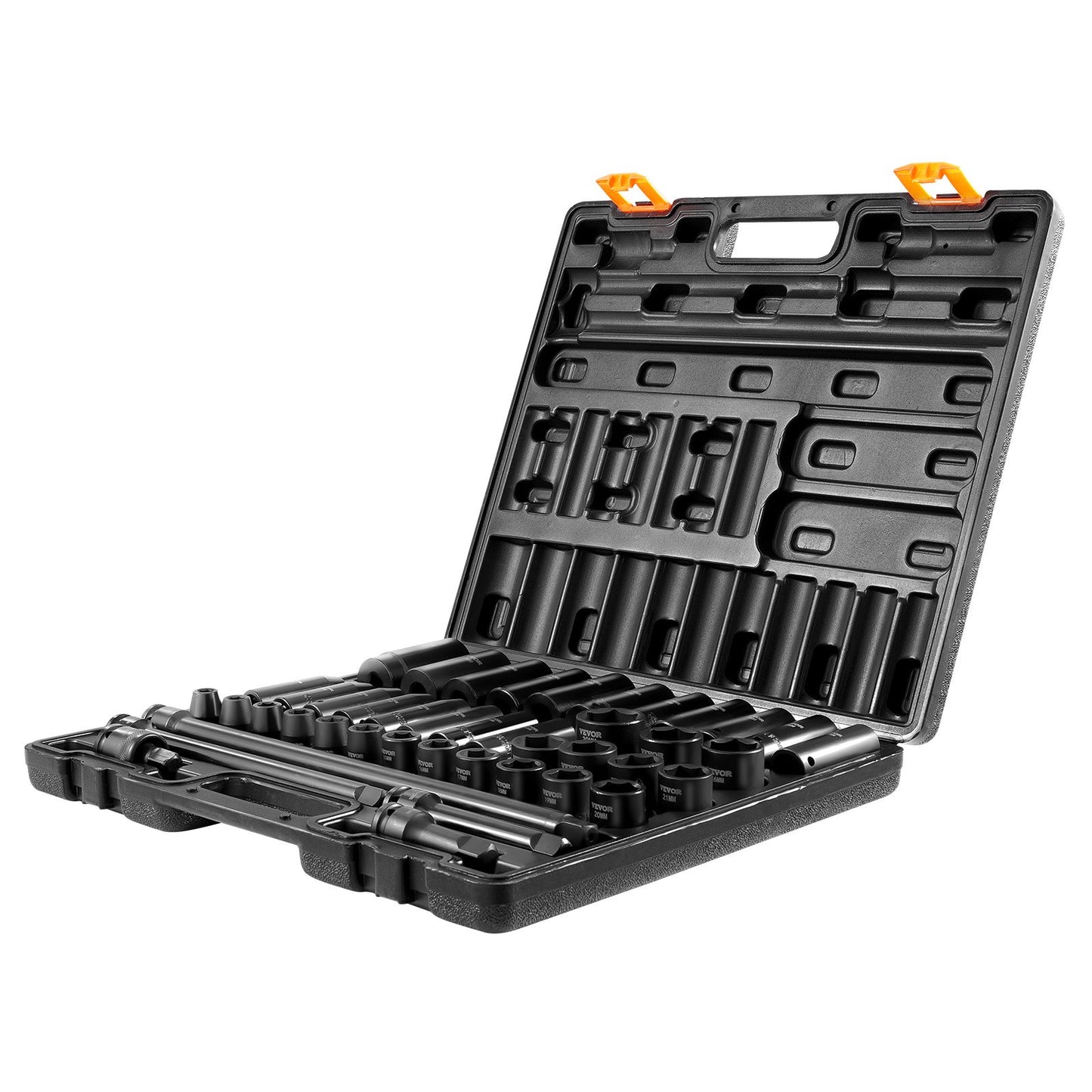 Schlag-Steckschlüsselsatz 1/2 Zoll, 43-teilig, Schlag-Stecknüsse, Standard-Steckschlüssel-Sortiment, 1/2 Zoll Antriebs-Steckschlüsselsatz, 6-Kant-Stecknüsse, metrisch, 9-30 mm (Standard/Tief)