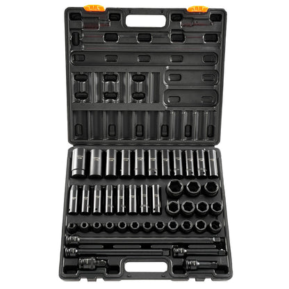 Schlag-Steckschlüsselsatz 1/2 Zoll, 43-teilig, Schlag-Stecknüsse, Standard-Steckschlüssel-Sortiment, 1/2 Zoll Antriebs-Steckschlüsselsatz, 6-Kant-Stecknüsse, metrisch, 9-30 mm (Standard/Tief)