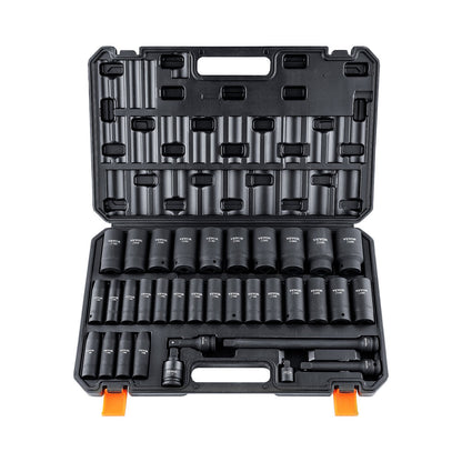 1/2" Drive Deep Impact Socket Set, 34st Socket Set Metriskt (8-36mm) 6 Point Cr-MO legerat stål för bilreparation, robust konstruktion, inkluderar kraftig förvaringsväska