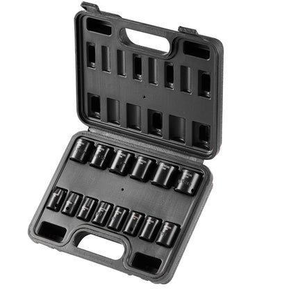 Schlagschrauber-Set, 14-teilig, 6-Punkt-Bits, 3/8-Zoll-Antrieb, Ratschen-Werkzeugsatz, Koffer