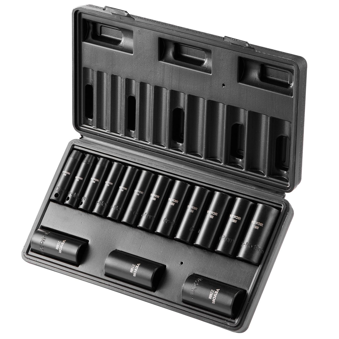 Schlagschrauber-Set, 15-teilig, 6-Punkt-Bits, 3/8-Zoll-Antrieb, Ratschen-Werkzeugkoffer
