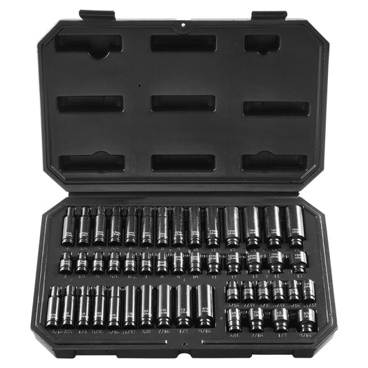 Impact Sockets Set 48st 6-Point 1/4" Drive Bit Ratchet Tool Kit Case