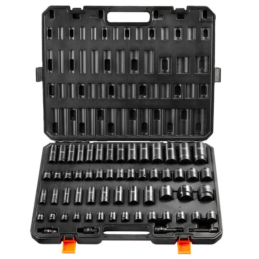 Impact Sockets Set 59st 6-Point 3/8" & 1/2" Drive Bit Ratchet Tool Kit