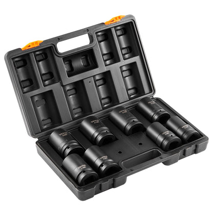 Schlagschrauber-Set, 8-teilig, 6-Punkt-Steckschlüssel, 1-Zoll-Antrieb, Ratschen-Werkzeugkoffer