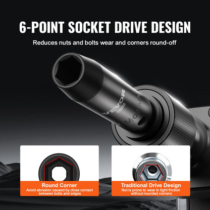 Impact Sockets Set 18st 6-Points 3/8" Drive Bit Ratchet Tool Kit Case