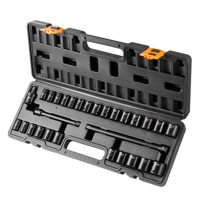 Schlagschrauber-Set, 29-teilig, 6-Punkt-Bits, 3/8-Zoll-Antrieb, Ratschen-Werkzeugsatz, Koffer