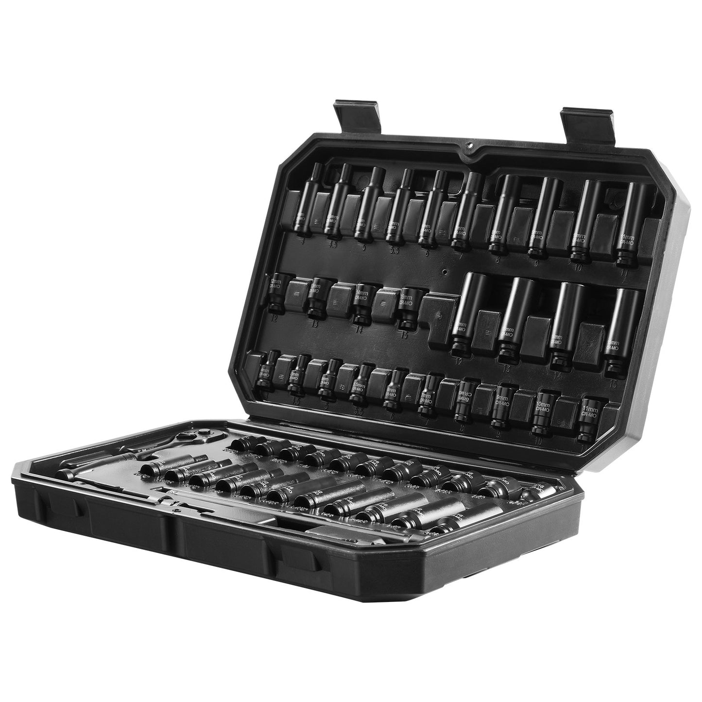 Impact Sockets Set 55 st 6-Points 1/4" Drive Bit Ratchet Tool Kit Case